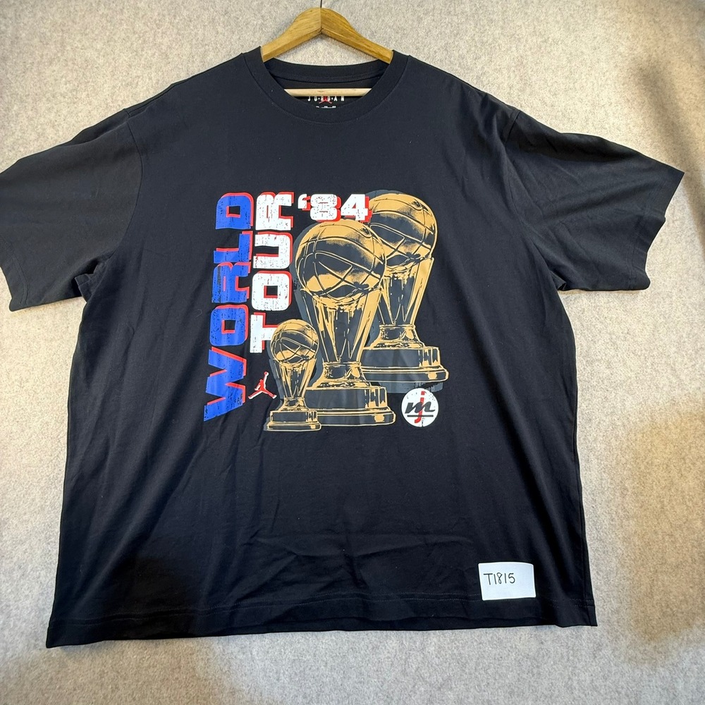 Jordan Brand World Tour 84 Graphic T-Shirt Mens XXL Black Short Sleeve Jumpman